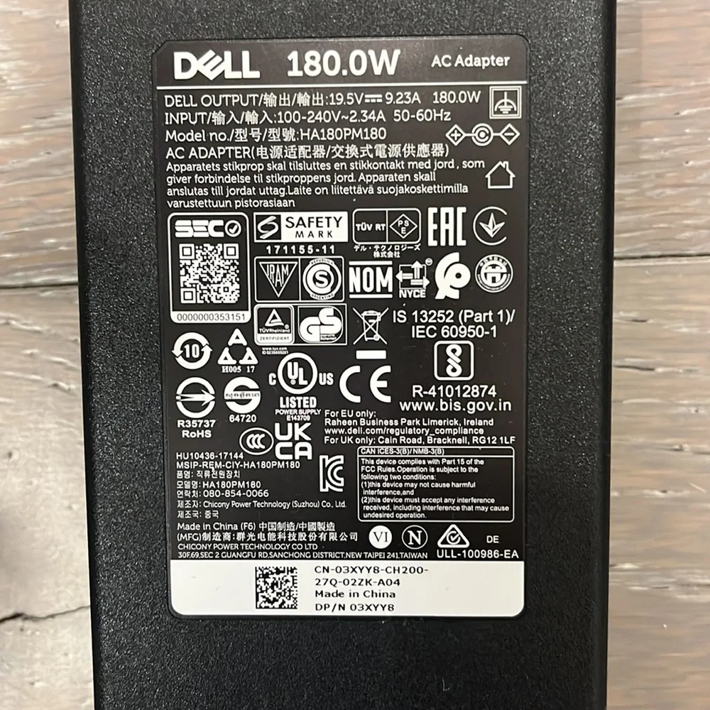 180W Power Adaptor Fit for Dell Alienware EUROPEAN PLUG